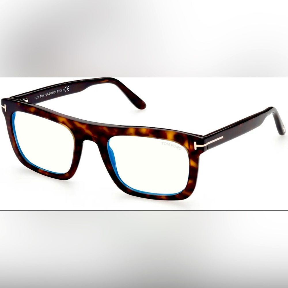 TOM FORD FT 5757 B 052 Dark Havana Men's Eyeglasses Blue Light Blocking Lens NEW